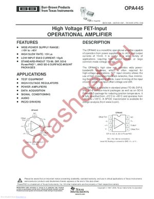 OPA445AUG4 datasheet  