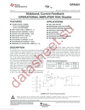 OPA691IDG4 datasheet  