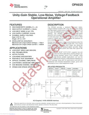 OPA820IDRG4 datasheet  