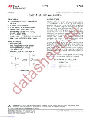 OPA875IDRG4 datasheet  