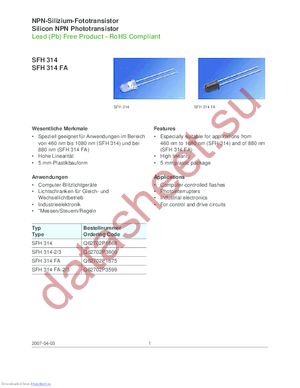 SFH314FA-2-3 datasheet  