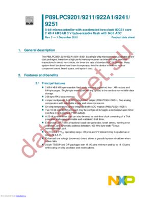 P89LPC922A1FN,112 datasheet  