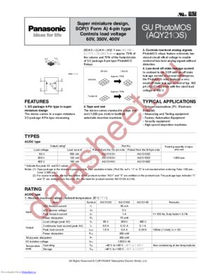 AQY210S1Y datasheet  