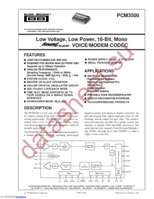 PCM3500EG4 datasheet  