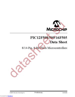 PIC12F509T-E-MS datasheet  