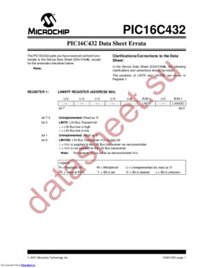 PIC16C432/P301 datasheet  