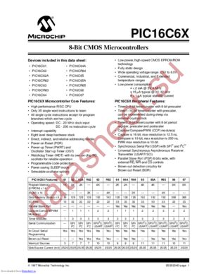 PIC16C620-20I datasheet  