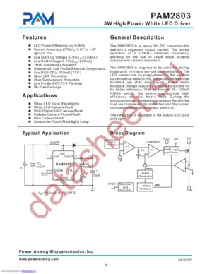 PAM2803AAF095 datasheet  