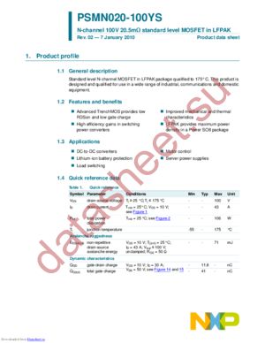 PSMN020-100YS,115 datasheet  