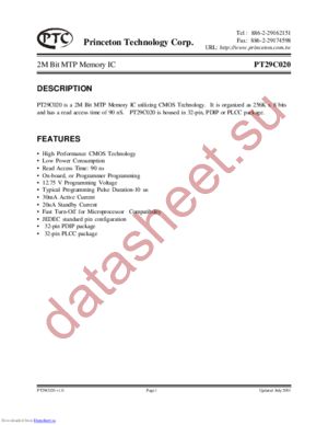 PT29C020P-90 datasheet  