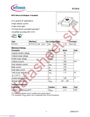 PZTA14E6327XT datasheet  