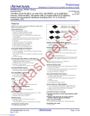 R5F5631BDDFP datasheet  