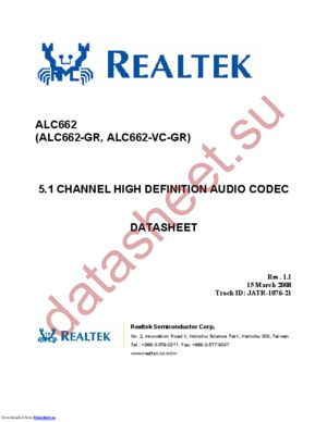 ALC662-GR datasheet  