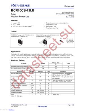 BCR10CS-12LB-T11#B00 datasheet  