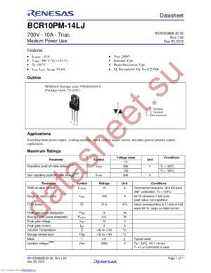 BCR10PM-14LJ#B00 datasheet  