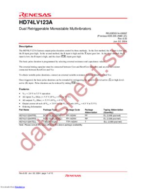 HD74LV123ARPEL datasheet  