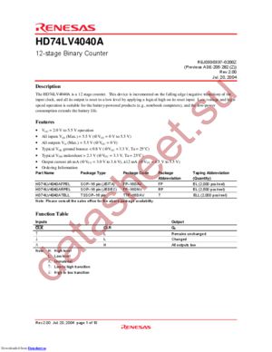 HD74LV4040ATELL datasheet  