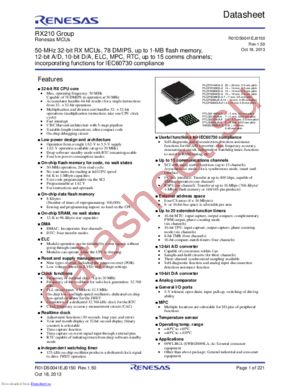 R5F52105ADFP#V0 datasheet  