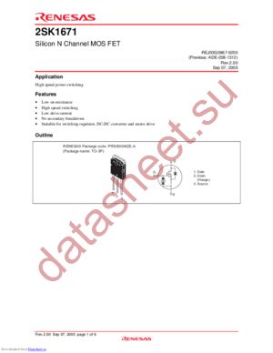 2SK1671-E datasheet  