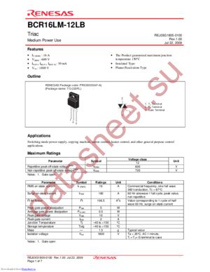 BCR16LM-12LB datasheet  