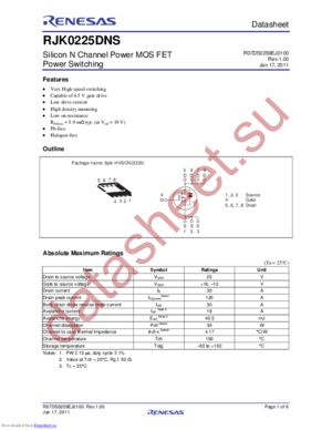 RJK0225DNS-00-J5 datasheet  