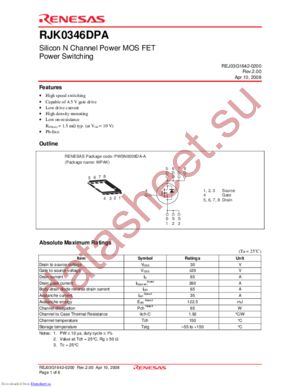 RJK0346DPA-00#J0 datasheet  