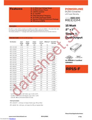 RP15-1212SF/P datasheet  