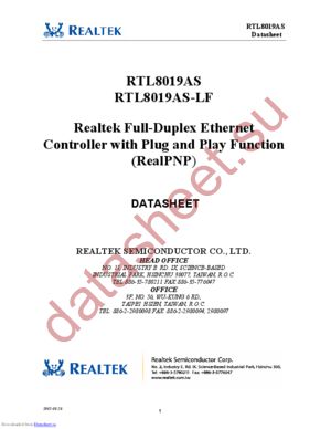 RTL8019AS datasheet  