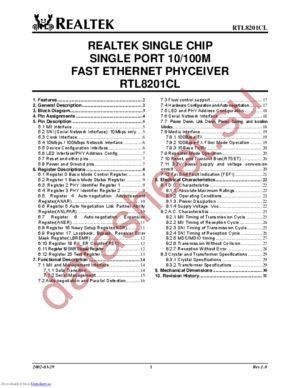 RTL8201CL datasheet  