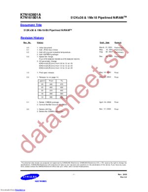 K7N161801A-Q(F)C(I)25/20/16/13 datasheet  