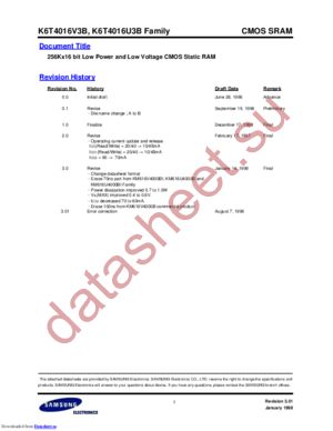 K6T4016V3B-RB85 datasheet  