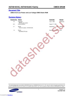 K6T4016V4C-ZF70 datasheet  