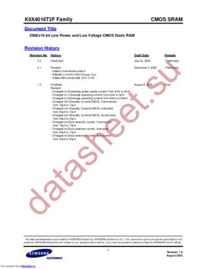 K6X4016T3F-TF551 datasheet  