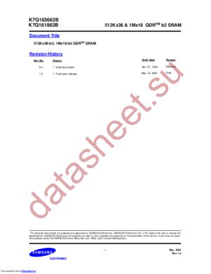K7Q161862B-EC160 datasheet  