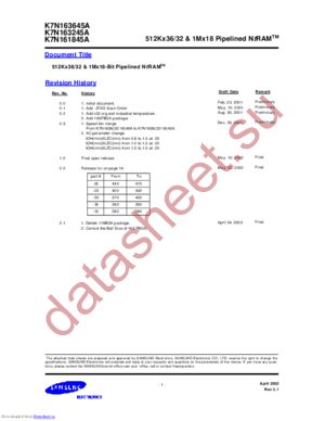 K7N161845A-FC16 datasheet  