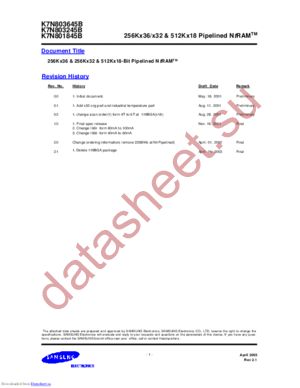 K7N803245B-QI16 datasheet  