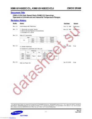 KM616V4002CI-20 datasheet  