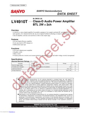 LV4910T-TLM-E datasheet  