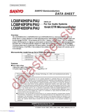 LC88F40D0PA datasheet  