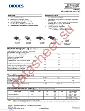 SBR20A150CTB datasheet  