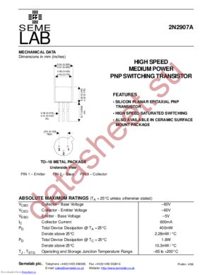 2N2907AMX100 datasheet  