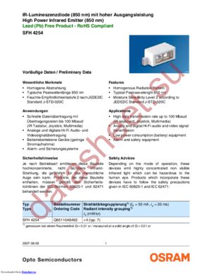 SFH 4254-Z datasheet  