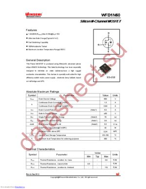 WFD1N60 datasheet  