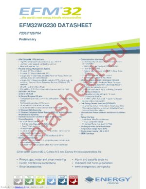 EFM32WG230F256-QFN64 datasheet  