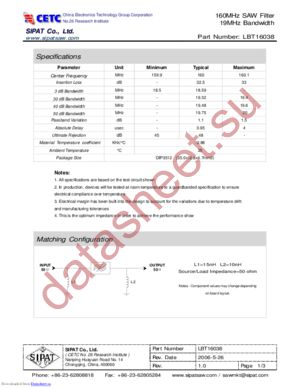 LBT16038 datasheet  