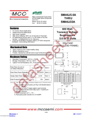 SMA6J14A datasheet  