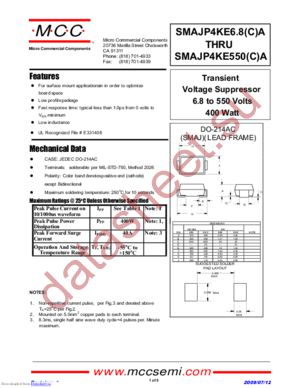 SMAJP4KE9.1A datasheet  