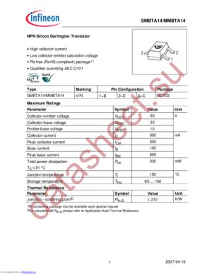 SMBTA 14 E6327 datasheet  