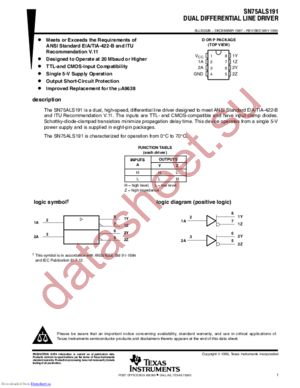 SN75ALS191PSRE4 datasheet  