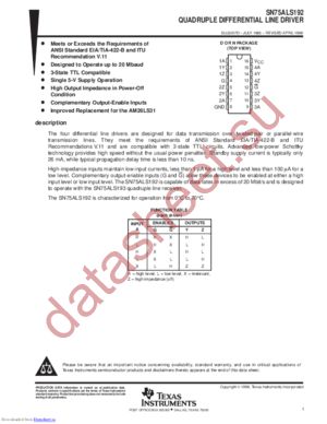 SN75ALS192DRG4 datasheet  